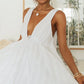 Charming Homecoming Dress Deep V Neck White Backless Back to School Outfits Party Dress D7458