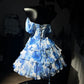 New Homecoming Dress Applique Cascade Sweetheart Back to School Outfits Party Dress D7590