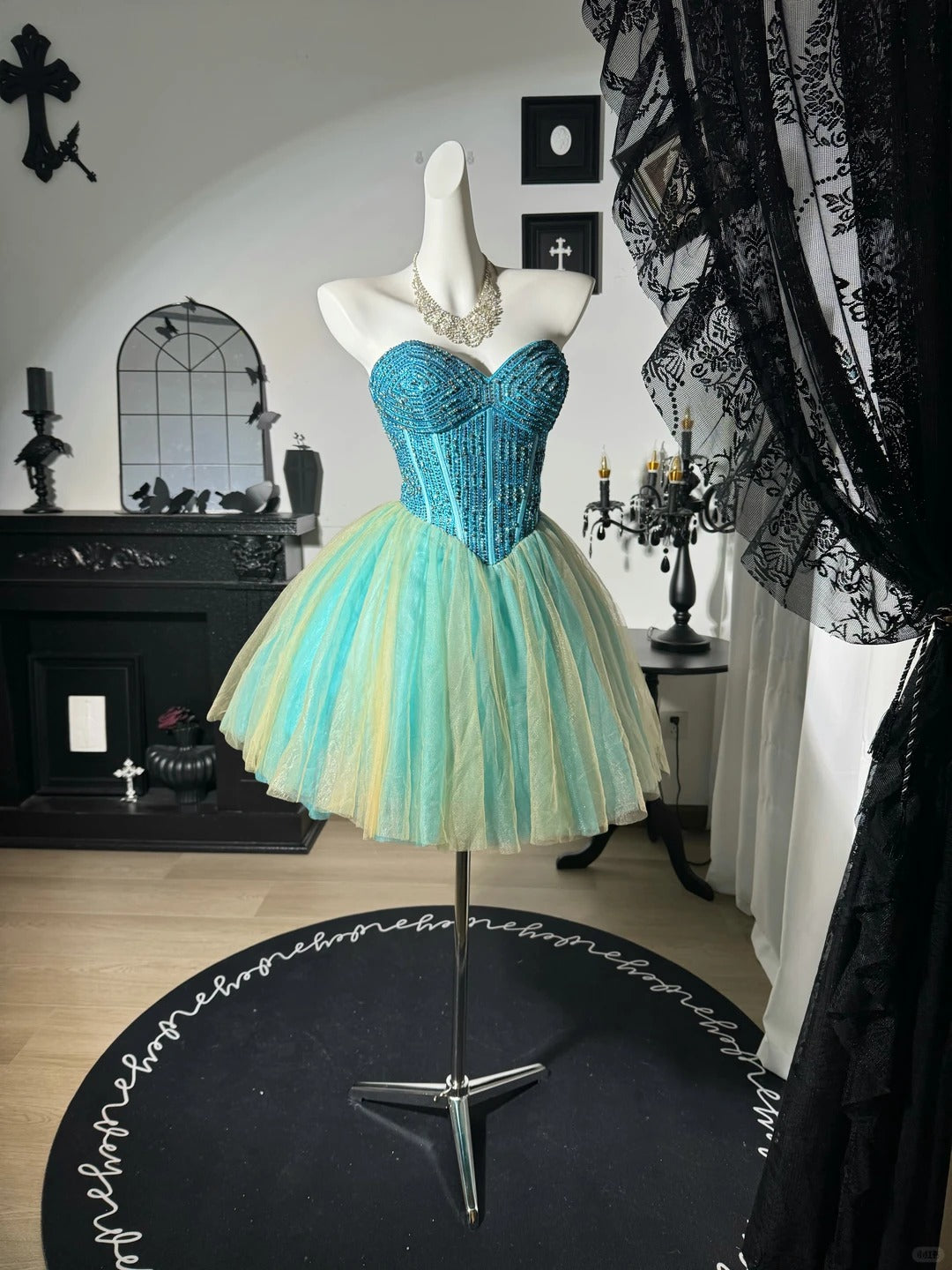 New Homecoming Dress Sweetheart Tulle Beading Back to School Outfits Party Dress Birthday Dress  D7650