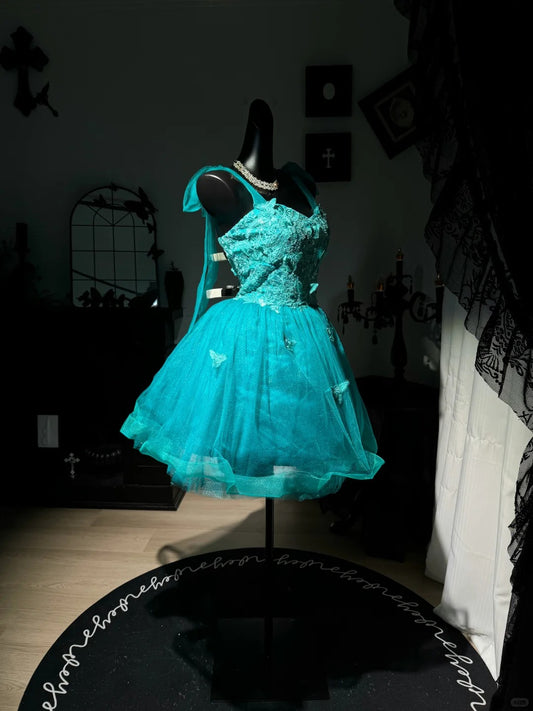 New Homecoming Dress Sweetheart Sequins Appplique Butterfly Tulle Back to School Outfits Party Dress Birthday Dress D7575