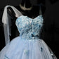 New Homecoming Dress Sweetheart Spaghetti Strap Butterfly Applique Tulle Back to School Outfits Party Dress D7592