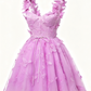 Lovely Homecoming Dress V Neck Bowknot Butterfly Tulle Back to School Outfits Party Dress D7521
