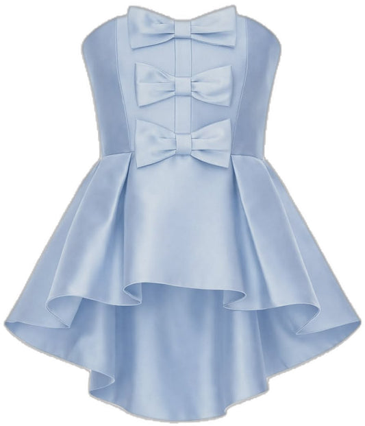 Unique Homecoming Dress Strapless Bowknot Back to School Outfits Party Dress D7753