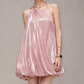 Charming Homecoming Dress Halter Pleated Back to School Outfits Party Dress  D7380