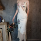 Retro Ivory Spaghetti Straps Sheath Midi Party Dresses Cocktail Dresses, D1178