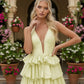 Stunning Homecoming Dress V Neck Bowknot A-Line Cascade Back to School Outfits Party Dress D7911