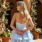 Stunning Homecoming Dress V Neck Bowknot A-Line Cascade Back to School Outfits Party Dress D7911
