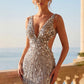 Stunning Homecoming Dress Halter V Neck Sequins Beaded Backless Hugging Back to School Outfits Party Dress D7906