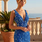 Stunning Homecoming Dress Halter V Neck Sequins Beaded Backless Hugging Back to School Outfits Party Dress D7906