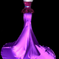 Unique Strapless Mermaid Satin Barbie Pink Long Evening Party Dress, D230