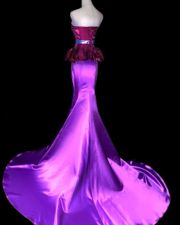 Unique Strapless Mermaid Satin Barbie Pink Long Evening Party Dress, D230