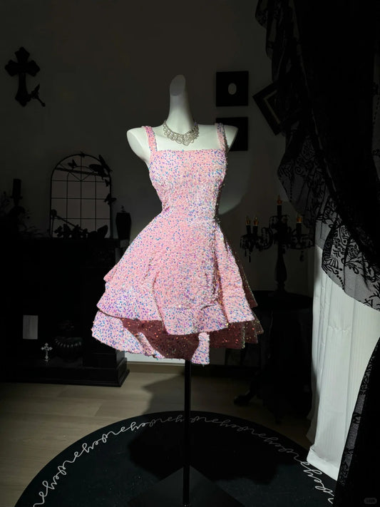 New Homecoming Dress Square Sequins Back to School Outfits Party Dress Birthday Dress D7545