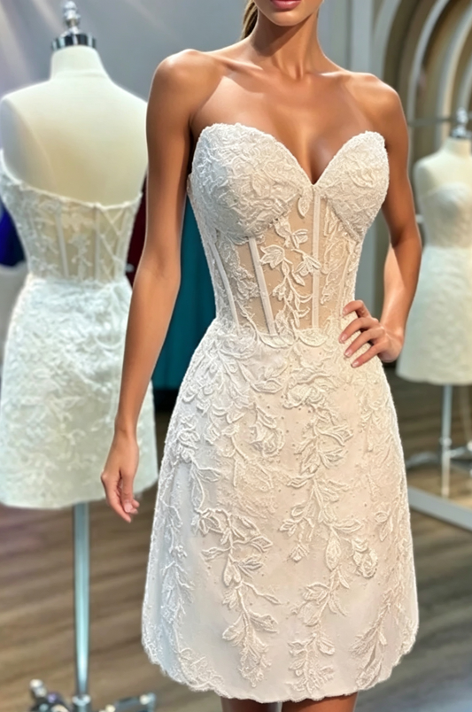 Unique Homecoming Dress Sweetheart Applique Back to School Outfits Party Dress  D7683
