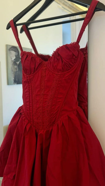 Chic Homecoming Dress Spaghetti Strap Pleated Back to School Outfits Party Dress D6743
