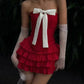 Charming Homecoming Dress Strapless Pleated Bowknot Cascade Two Pieces Back to School Outfits Party Dress  D7389