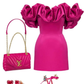 Fuchsia Off Shoulder Ruffles Sheath Homecoming Dress Birthday Outfits MD7305