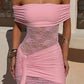 Beautiful Homecoming Dress Off the Shoulder Soutache Hugging Pleated Lace Back to School Outfits Party Dress D7132