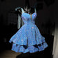New Homecoming Dress V Neck Sequins Cascade Tulle Back to School Outfits Party Dress Birthday Dress D7574