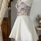 Beauty Homecoming Dress Portrait Hi-Lo Rinestone Back to School Outfits Party Dress  D6539