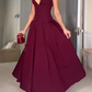 Burgundy Sweetheart A-Line Elegant Long Formal Party Dress MD7319