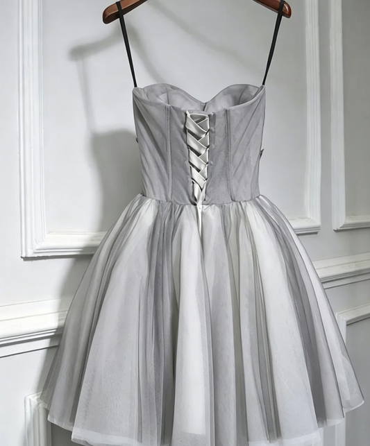 Unique Homecoming Dress Sweetheart Spaghetti Strap Flower Tulle Back to School Outfits Party Dress  D7701