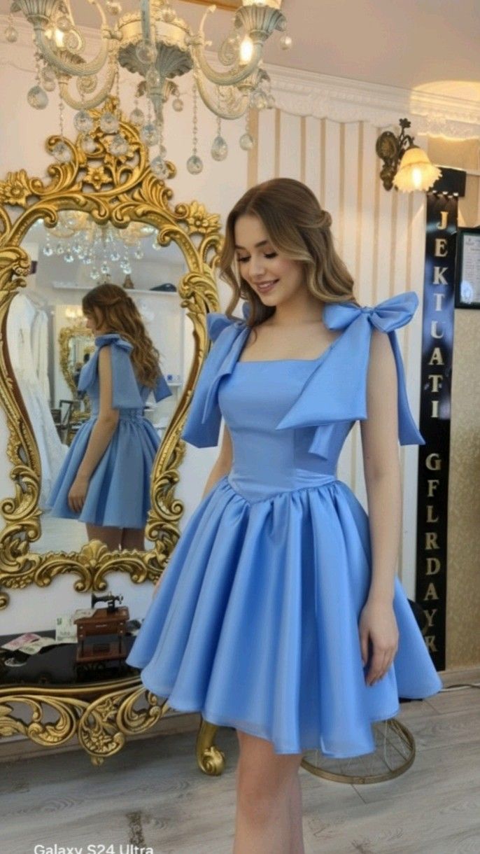 Chic Homecoming Dress Square Bowknot Pleated Back to School Outfits Party Dress D6742
