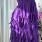 Elegant Purple Sweetheart Strapless Romantic A-Line Chiffon Tiered Evening Dress Prom Dresses D1609
