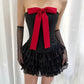 Charming Homecoming Dress Strapless Pleated Bowknot Cascade Two Pieces Back to School Outfits Party Dress  D7389