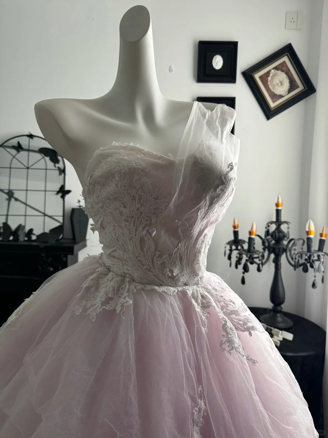 New Homecoming Dress One Shoulder Tulle Applique Ball Gown Back to School Outfits Party Dress Birthday Dress D7546