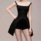 Charming Homecoming Dress Square Black Flower Back to School Outfits Party Dress  D7381