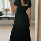 Schlichtes schwarzes A-Linien Partykleid Fashion Urlaubskleid, D206