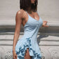 Beauty Homecoming Dress V Neck Flouncing Cascade Back to School Outfits Party Dress D7110