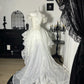 New Homecoming Dress Off the Shoulder Tulle Lace Hi-Lo Cascade Applique Back to School Outfits Party Dress Birthday Dress Wedding Dress D7671