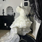 New Homecoming Dress Off the Shoulder Tulle Lace Hi-Lo Cascade Applique Back to School Outfits Party Dress Birthday Dress Wedding Dress D7671