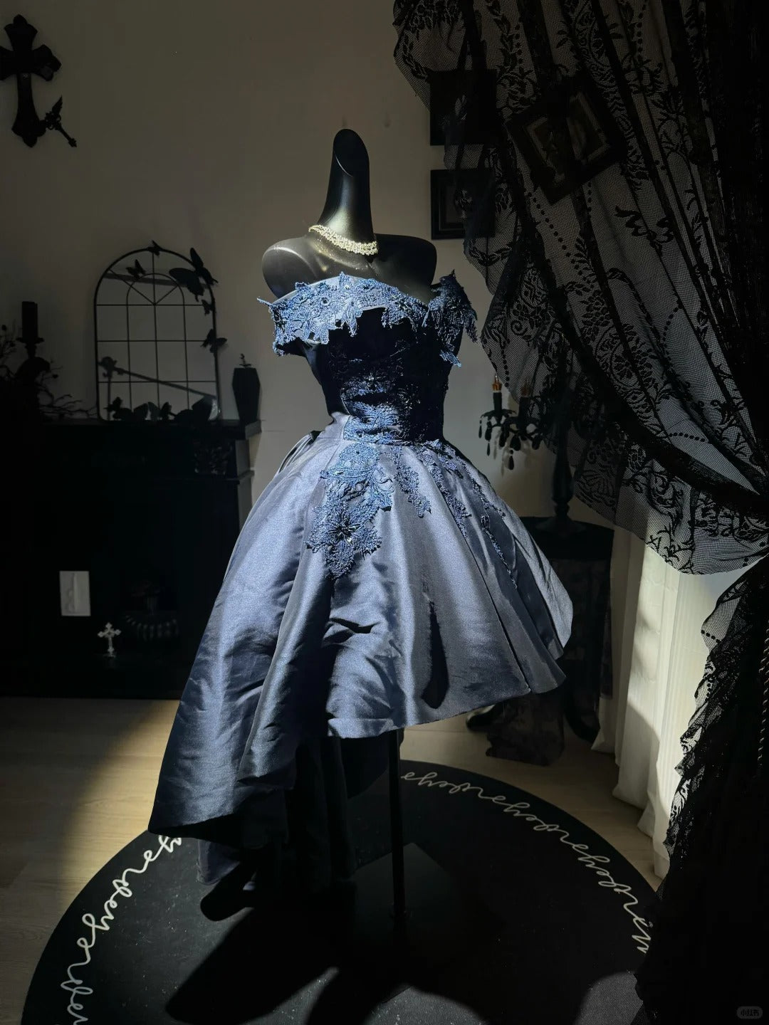 New Homecoming Dress Off the Shoulder Applique Bead Hi-Lo Back to School Outfits Party Dress Birthday Dress D7639