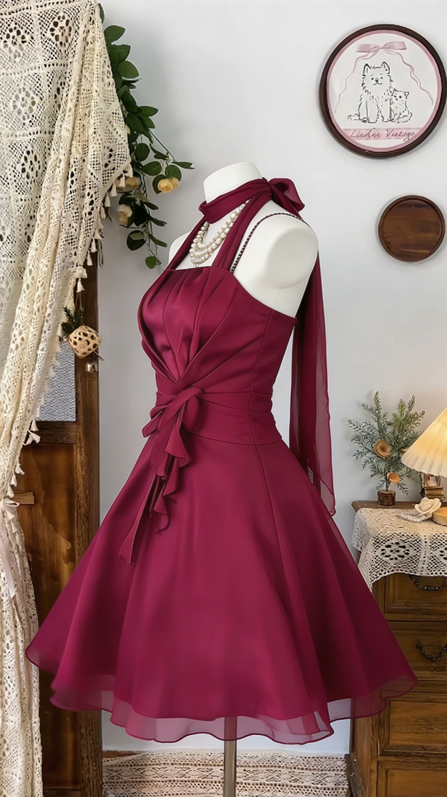 Beauty Homecoming Dress Halter Pleated Back to School Outfits Party Dress  D6535
