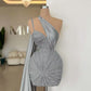 Chic Homecoming Dress One Shoulder Beading Soutache Sequins Back to School Outfits Party Dress  D7402