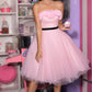 Unique Homecoming Dress Strapless Tulle Back to School Outfits Party Dress D7772