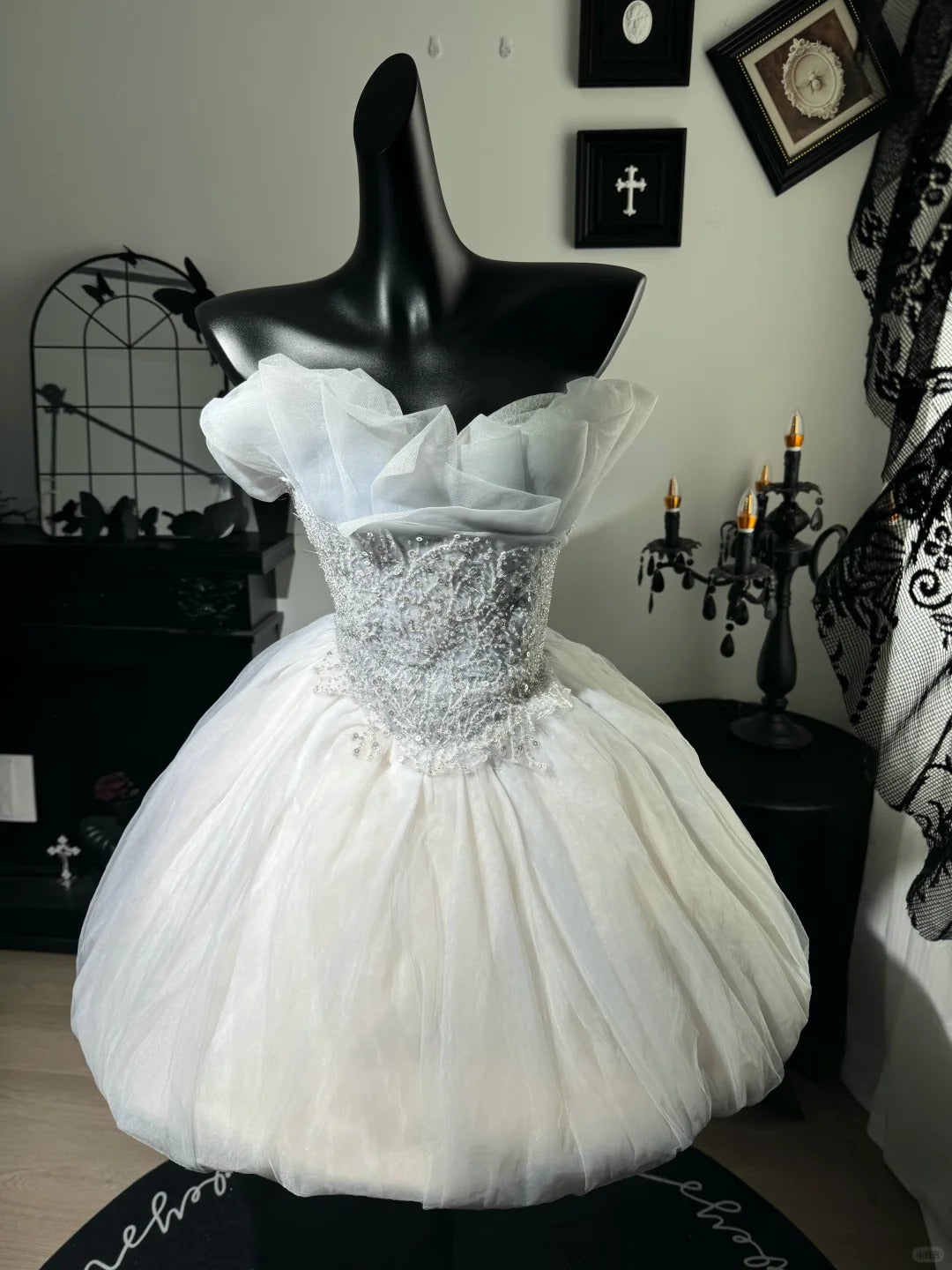 New Homecoming Dress Strapless Tulle Bead Sequins Back to School Outfits Party Dress D7572