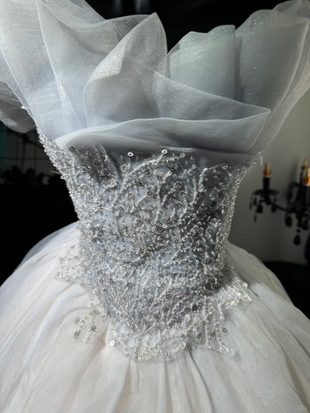 New Homecoming Dress Strapless Tulle Bead Sequins Back to School Outfits Party Dress D7572