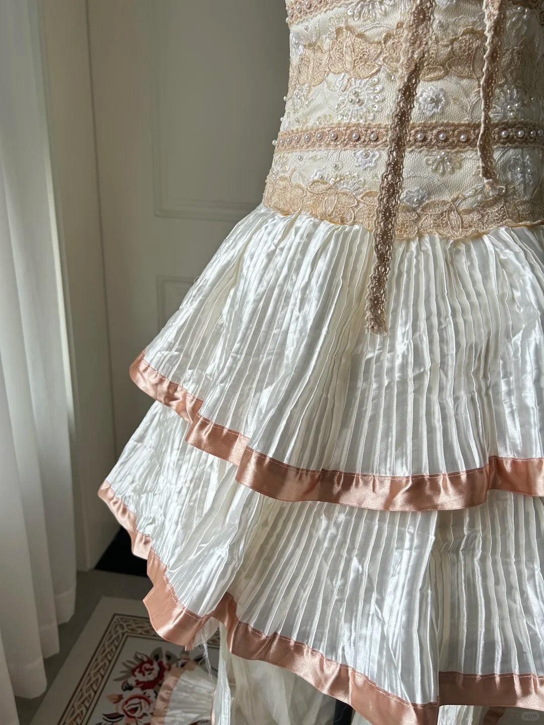 Chic Homecoming Dress V Neck Cascade Pearl Back to School Outfits Party Dress  D6463