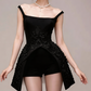 Charming Homecoming Dress Square Black Flower Back to School Outfits Party Dress  D7381
