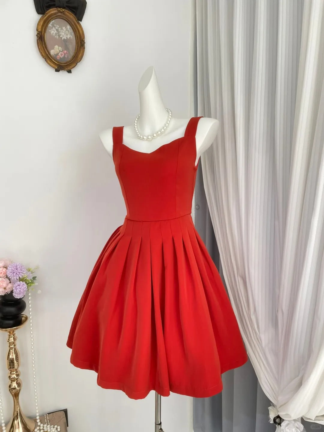 New Homecoming Dress V Neck Pleated Back to School Outfits Party Dress D6948