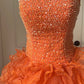 Pretty Homecoming Dress Strapless Tulle Cascade Beaded Back to School Outfits Party Dress  D6457