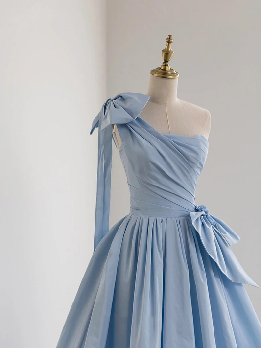 Beautiful A-Line One Shoulder Satin Prom Dress Formal Evening Dress MD7196