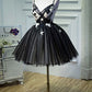 Unique Homecoming Dress Spaghetti Strap V Neck Tulle Applique Back to School Outfits Party Dress  D7705