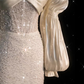 Stunning Ivory Long Sleeves Beading Sheath Wedding Dress Birthday Gown MD7606