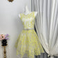 New Homecoming Dress Jewel Pearl Pleated Back to School Outfits Party Dress D6950