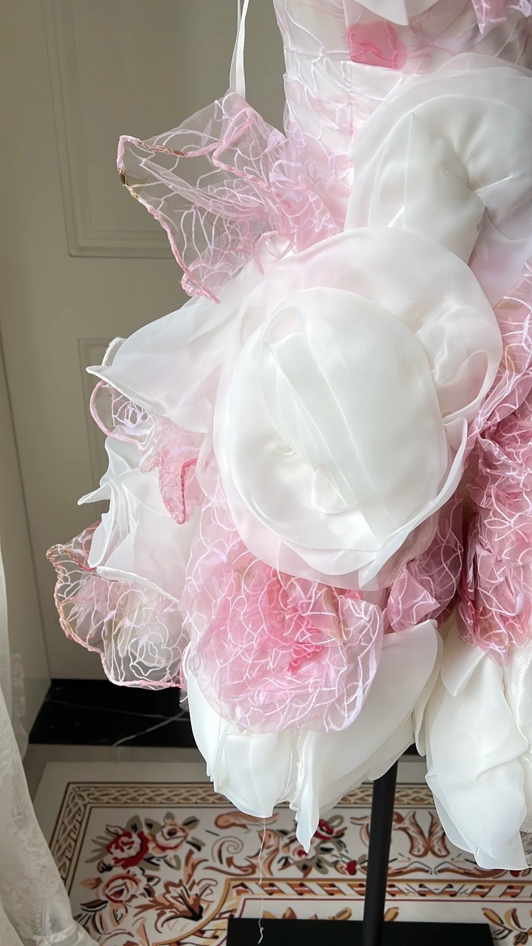 New Homecoming Dress Strapless Flower Cascade Back to School Outfits Party Dress  D6472