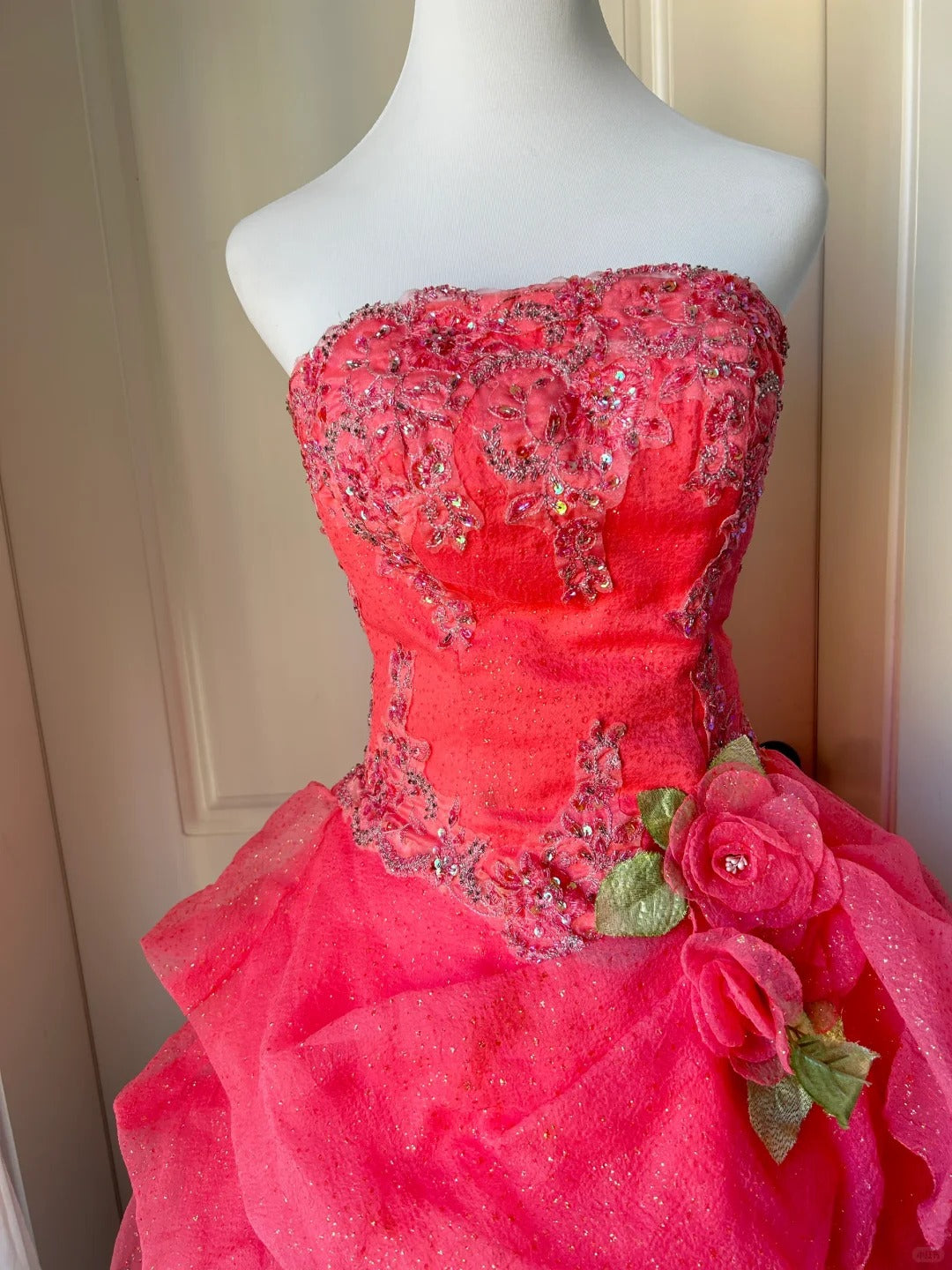 Stunning Homecoming Dress Strapless Apllique Cascade Flower Back to School Outfits Party Dress  D6482
